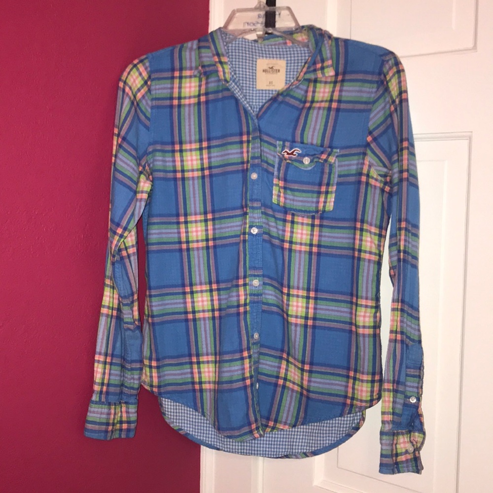 Hollister Blue Button-Up Flannel